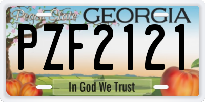 GA license plate PZF2121