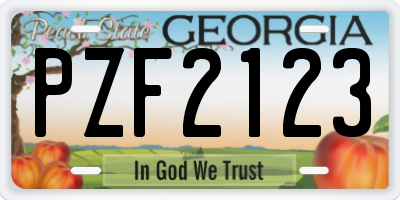 GA license plate PZF2123