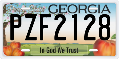 GA license plate PZF2128