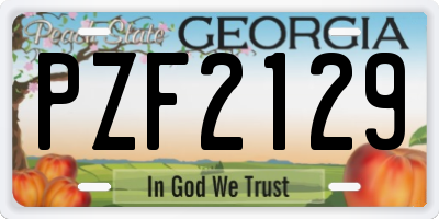 GA license plate PZF2129