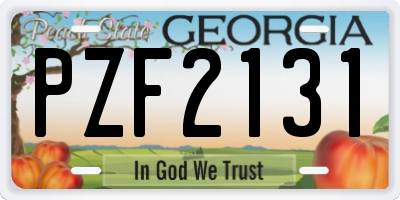 GA license plate PZF2131