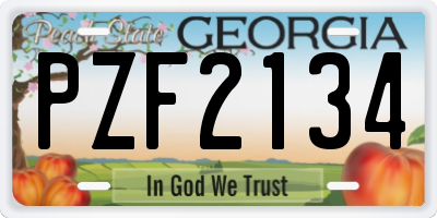 GA license plate PZF2134