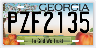 GA license plate PZF2135