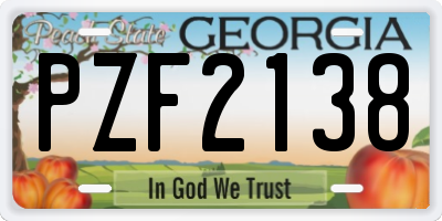 GA license plate PZF2138