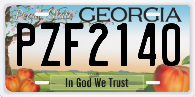 GA license plate PZF2140