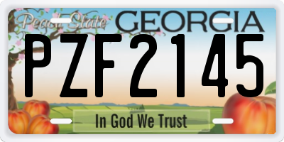GA license plate PZF2145