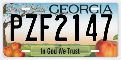 GA license plate PZF2147