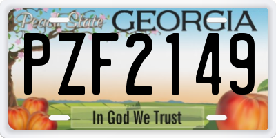 GA license plate PZF2149