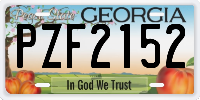 GA license plate PZF2152