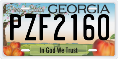 GA license plate PZF2160