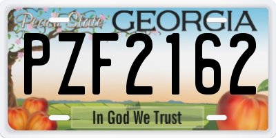 GA license plate PZF2162