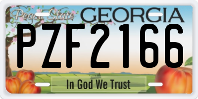 GA license plate PZF2166