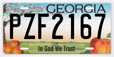 GA license plate PZF2167