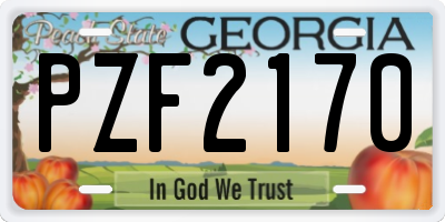 GA license plate PZF2170