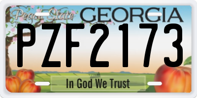 GA license plate PZF2173