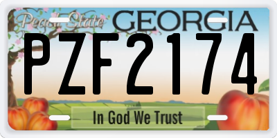 GA license plate PZF2174