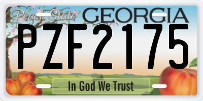 GA license plate PZF2175