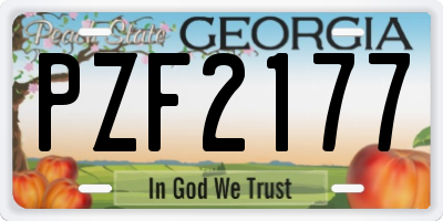 GA license plate PZF2177