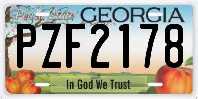 GA license plate PZF2178