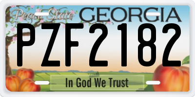 GA license plate PZF2182