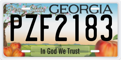 GA license plate PZF2183