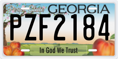 GA license plate PZF2184