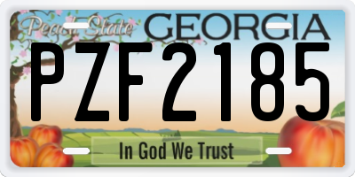 GA license plate PZF2185