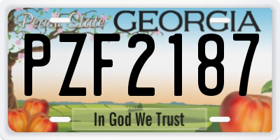 GA license plate PZF2187
