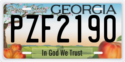 GA license plate PZF2190