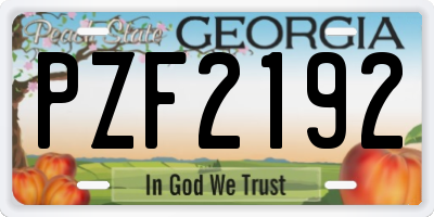 GA license plate PZF2192