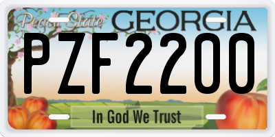 GA license plate PZF2200