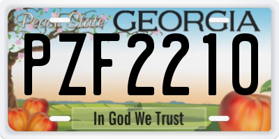 GA license plate PZF2210