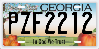 GA license plate PZF2212