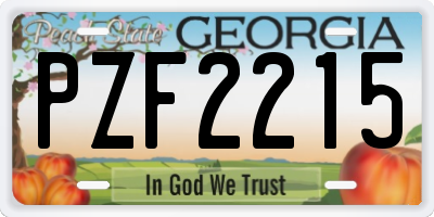 GA license plate PZF2215