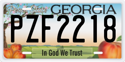 GA license plate PZF2218