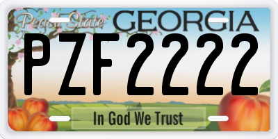 GA license plate PZF2222