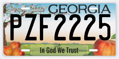 GA license plate PZF2225
