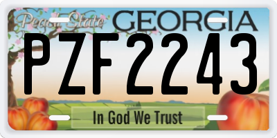 GA license plate PZF2243