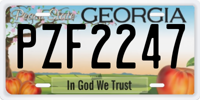 GA license plate PZF2247