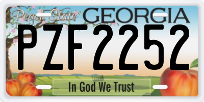 GA license plate PZF2252