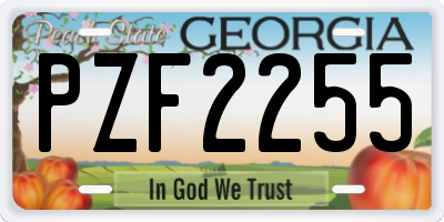 GA license plate PZF2255