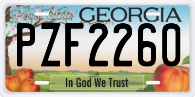 GA license plate PZF2260