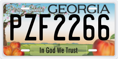 GA license plate PZF2266