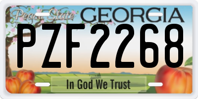 GA license plate PZF2268