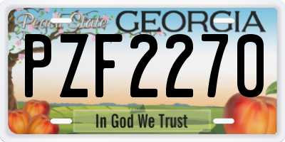 GA license plate PZF2270