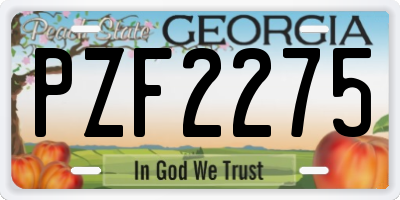 GA license plate PZF2275