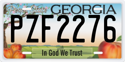 GA license plate PZF2276