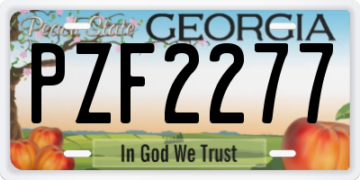 GA license plate PZF2277