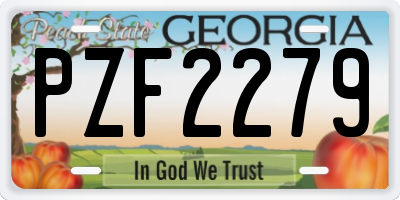 GA license plate PZF2279