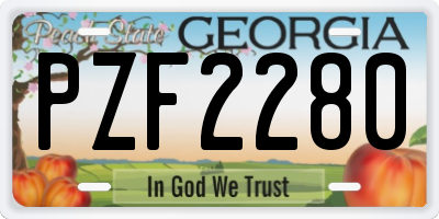 GA license plate PZF2280